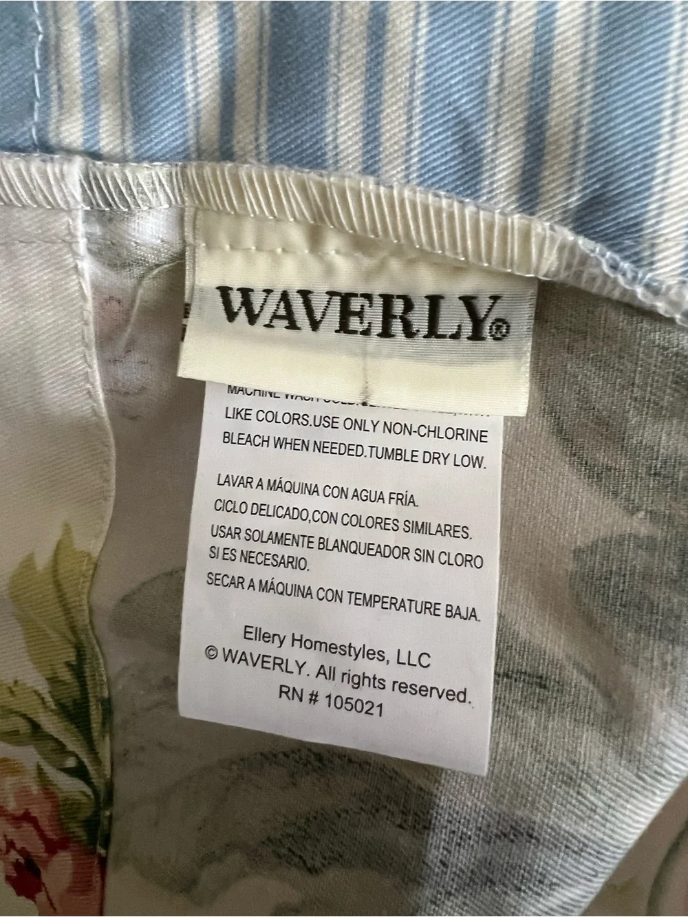 Waverly Striped Floral Valance Rod Pocket
